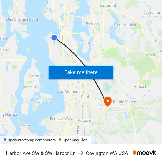 Harbor Ave SW & SW Harbor Ln to Covington WA USA map