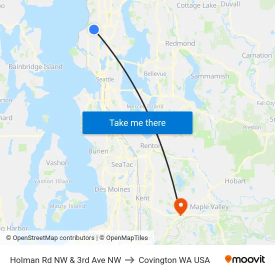 Holman Rd NW & 3rd Ave NW to Covington WA USA map