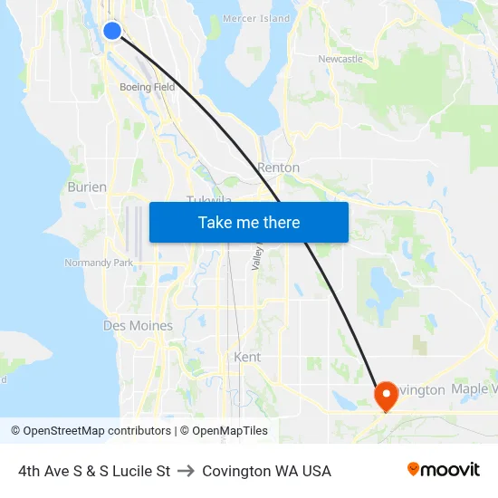 4th Ave S & S Lucile St to Covington WA USA map