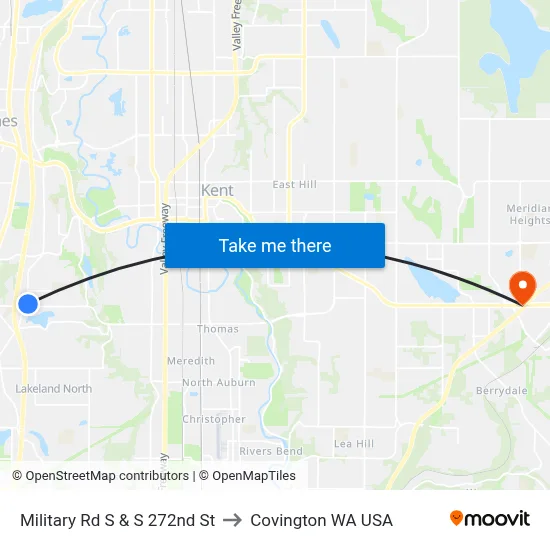 Military Rd S & S 272nd St to Covington WA USA map