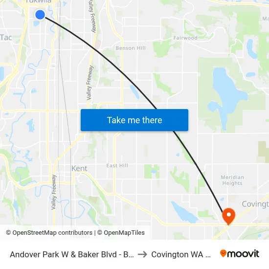 Andover Park W & Baker Blvd - Bay 2 to Covington WA USA map