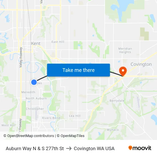 Auburn Way N & S 277th St to Covington WA USA map
