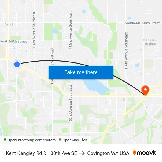 Kent Kangley Rd & 108th Ave SE to Covington WA USA map