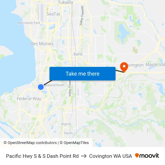 Pacific Hwy S & S Dash Point Rd to Covington WA USA map