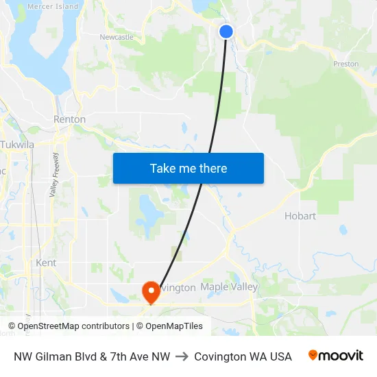 NW Gilman Blvd & 7th Ave NW to Covington WA USA map