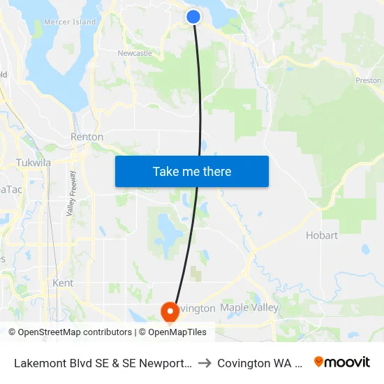 Lakemont Blvd SE & SE Newport Way to Covington WA USA map