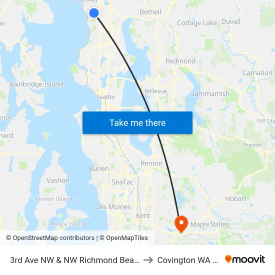 3rd Ave NW & NW Richmond Beach Rd to Covington WA USA map