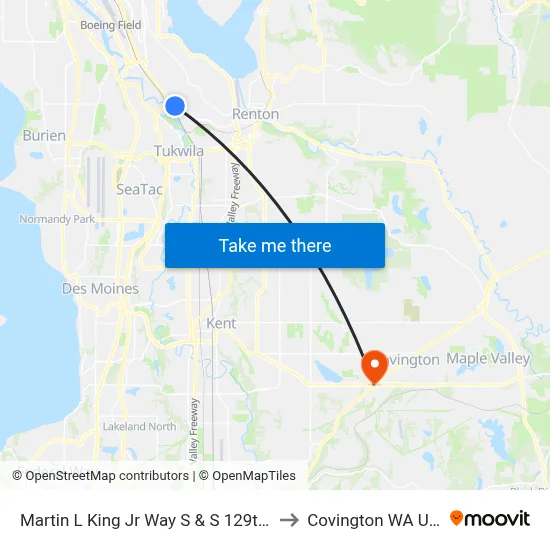 Martin L King Jr Way S & S 129th St to Covington WA USA map