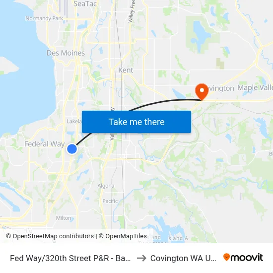 Fed Way/320th Street P&R - Bay 1 to Covington WA USA map