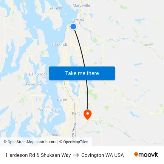 Hardeson Rd & Shuksan Way to Covington WA USA map
