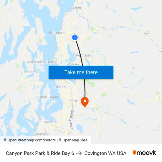 Canyon Park Park & Ride Bay 6 to Covington WA USA map