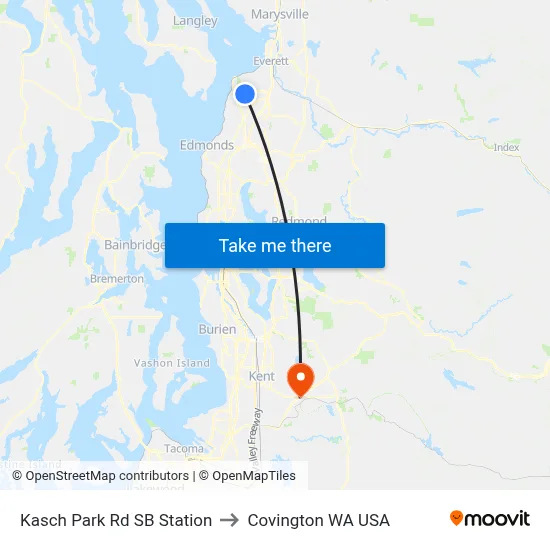 Kasch Park Rd SB Station to Covington WA USA map
