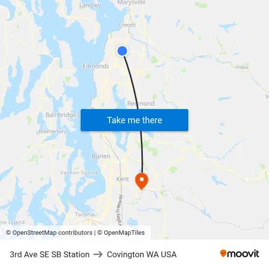 3rd Ave SE SB Station to Covington WA USA map