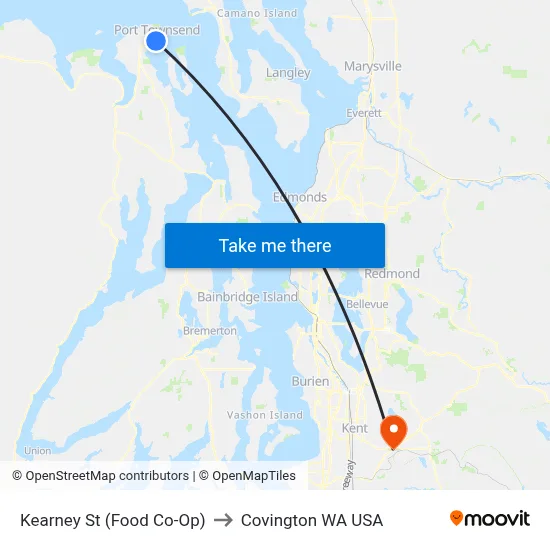 Kearney St (Food Co-Op) to Covington WA USA map