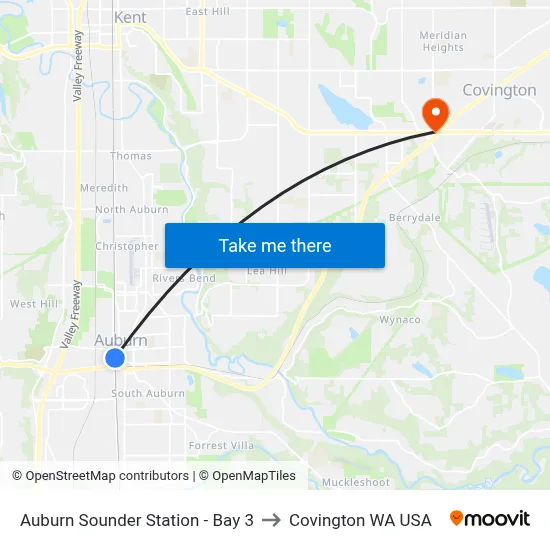 Auburn Sounder Station - Bay 3 to Covington WA USA map