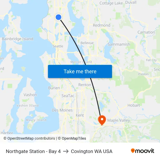 Northgate Station - Bay 4 to Covington WA USA map