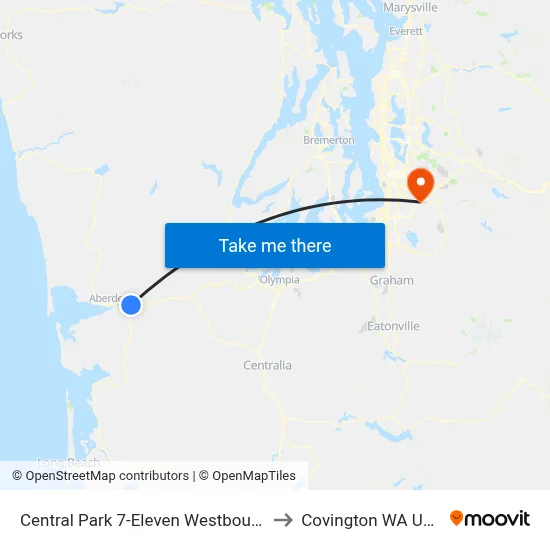 Central Park 7-Eleven Westbound to Covington WA USA map