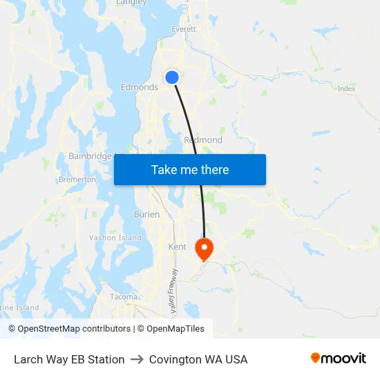 Larch Way EB Station to Covington WA USA map