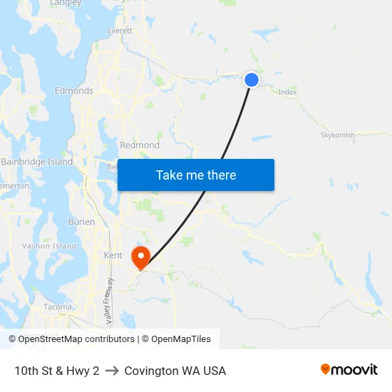 10th St & Hwy 2 to Covington WA USA map