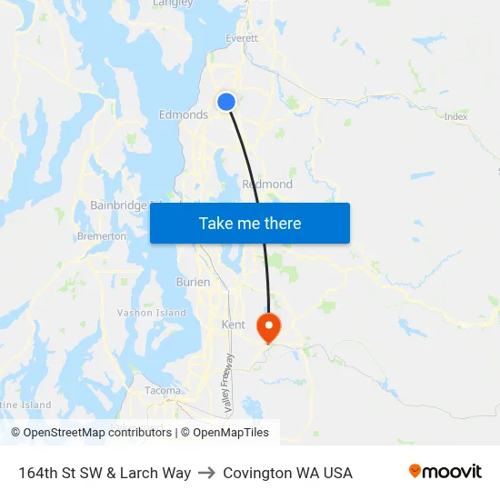 164th St SW & Larch Way to Covington WA USA map