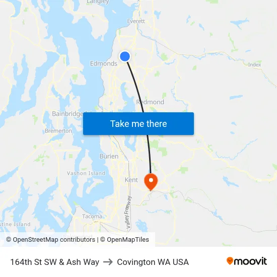 164th St SW & Ash Way to Covington WA USA map