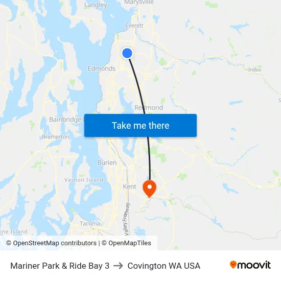 Mariner Park & Ride Bay 3 to Covington WA USA map