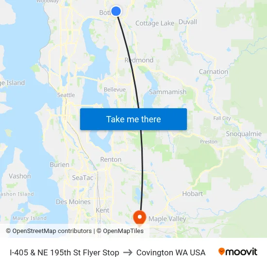 I-405 & NE 195th St Flyer Stop to Covington WA USA map