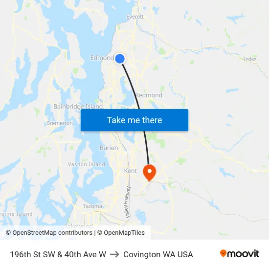 196th St SW & 40th Ave W to Covington WA USA map