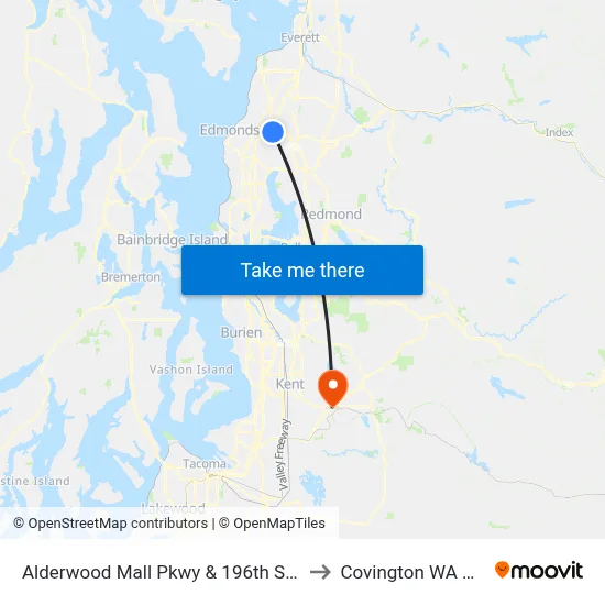 Alderwood Mall Pkwy & 196th St SW to Covington WA USA map