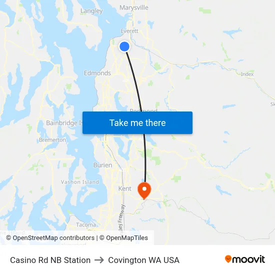Casino Rd NB Station to Covington WA USA map