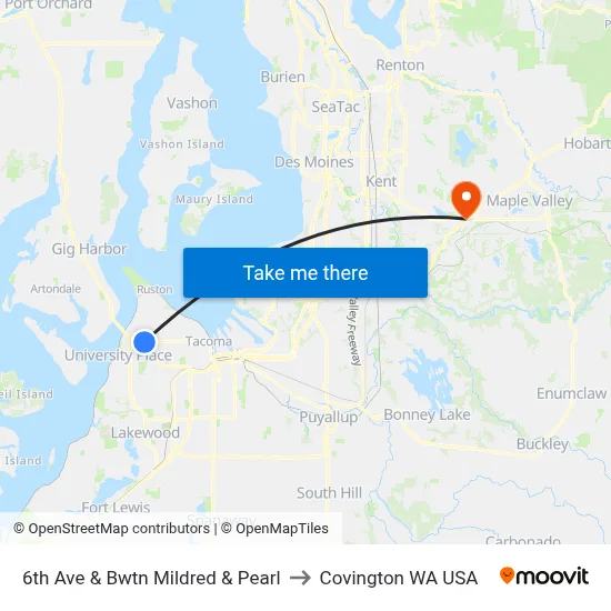 6th Ave & Bwtn Mildred & Pearl to Covington WA USA map
