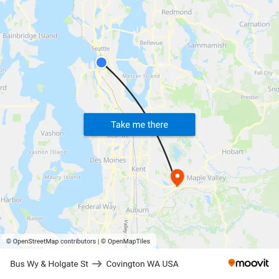 Bus Wy & Holgate St to Covington WA USA map