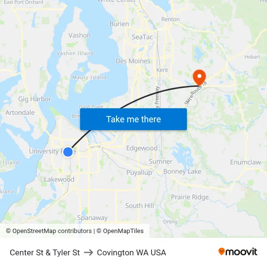 Center St & Tyler St to Covington WA USA map