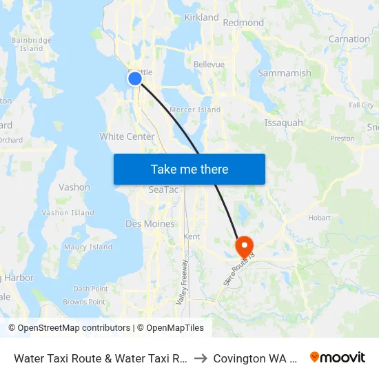 Water Taxi Route & Water Taxi Route to Covington WA USA map