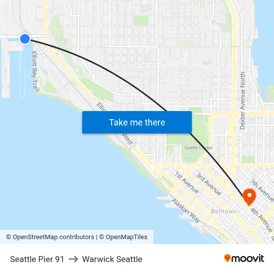 Seattle Pier 91 to Warwick Seattle map