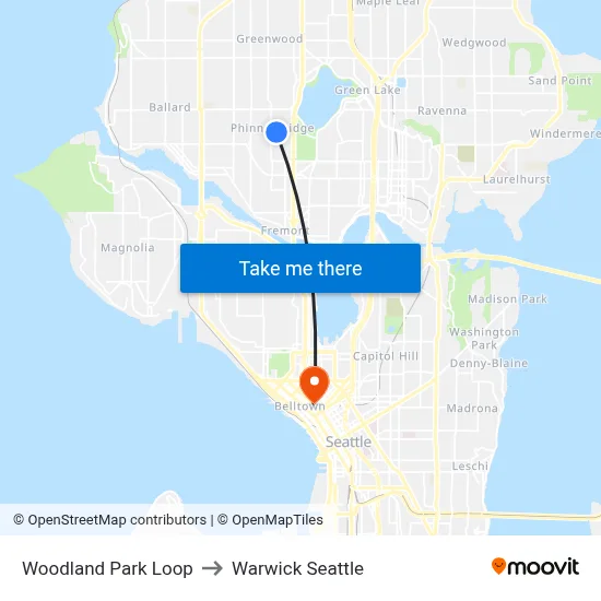 Woodland Park Loop to Warwick Seattle map