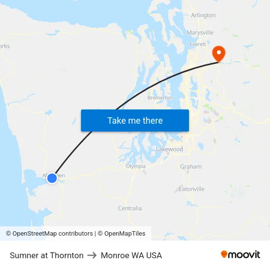Sumner at Thornton to Monroe WA USA map