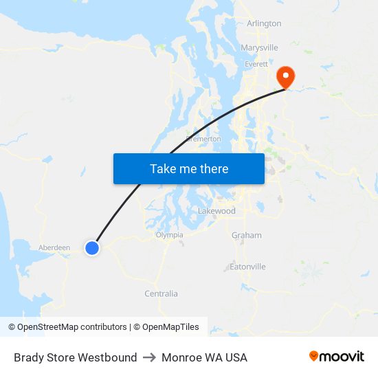 Brady Store Westbound to Monroe WA USA map