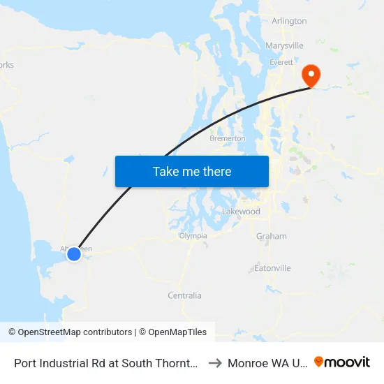 Port Industrial Rd at South Thornton St to Monroe WA USA map