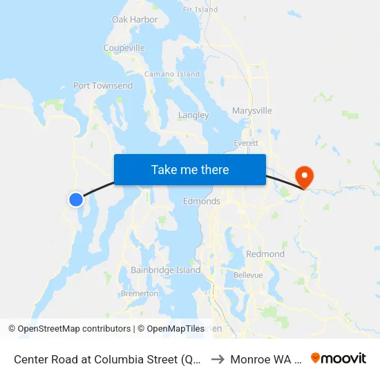 Center Rd & Columbia St to Monroe WA USA map