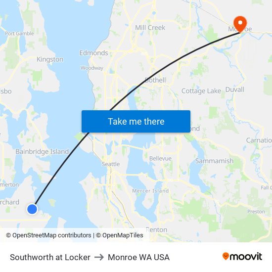 Southworth at Locker to Monroe WA USA map