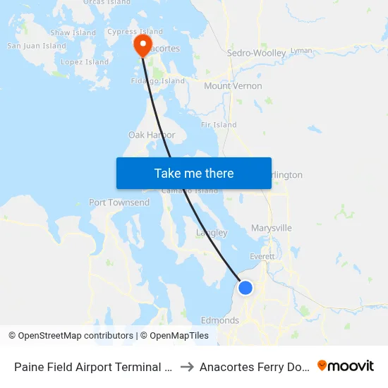 Paine Field Airport Terminal Eb to Anacortes Ferry Dock map
