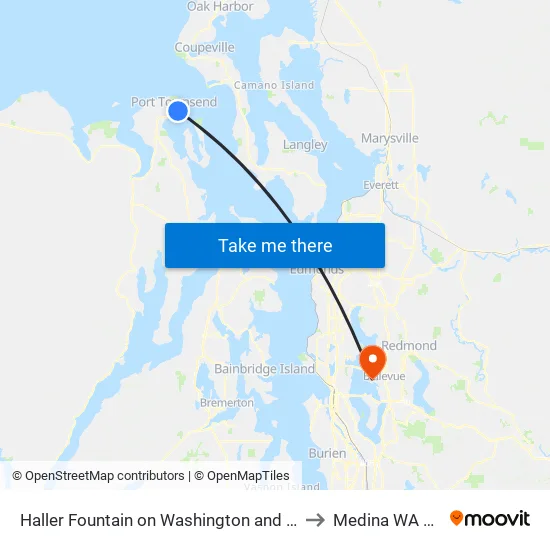 Washington St & Taylor St to Medina WA USA map
