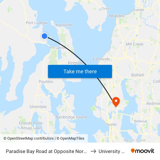 Paradise Bay Road at Opposite North Bywater Way to University WA USA map