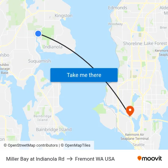 Miller Bay at Indianola Rd to Fremont WA USA map