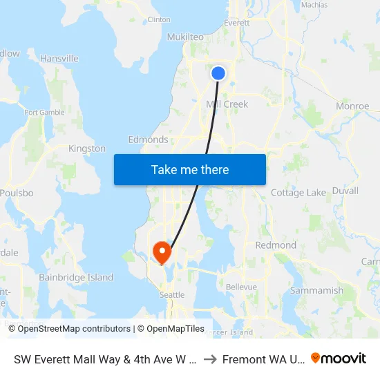 SW Everett Mall Way & 4th Ave W - WB to Fremont WA USA map