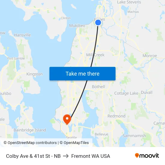 Colby Ave & 41st St - NB to Fremont WA USA map