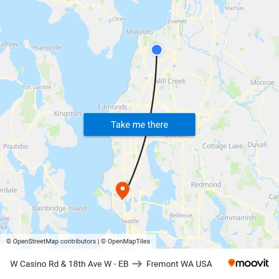 W Casino Rd & 18th Ave W - EB to Fremont WA USA map