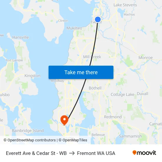 Everett Ave & Cedar St - WB to Fremont WA USA map
