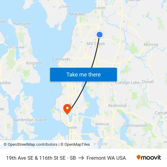19th Ave SE & 116th St SE - SB to Fremont WA USA map